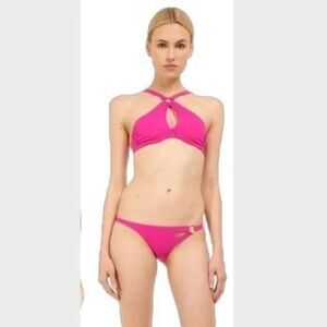 L'Agent Agent Provocateur Bikini 2Pcs Swimsuit S Adrina Pink Cut Out Sexy Cheeky